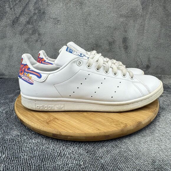 Adidas Stan Smith Shoes Mens Size 11 White Leather Graffiti Heel Tennis FV7869 - Picture 1 of 10